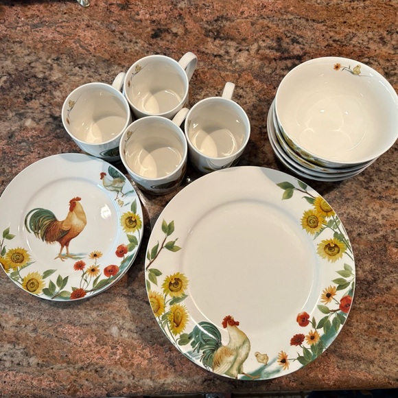 Pfaltzgraff Rooster Meadow Dinnerware -‎ 4 Place Settings - Picture 1 of 14